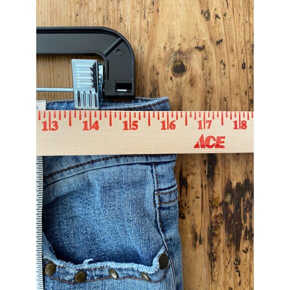 No Boundaries Womens Embroidered Bootcut Jeans 13 Medium Denim Y2K Low Rise - Picture 6 of 9